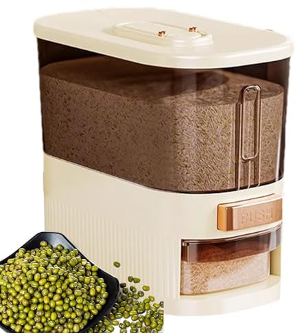 Dispensador De Arroz Contenedor De Cereales De 12L/22L Cubo De Arroz Organizador De Alimentos Secos Contenedor De Granos Sellado Grande Con Tapas Y Taza Medidora Para Cocina Casera Maíz De Soja