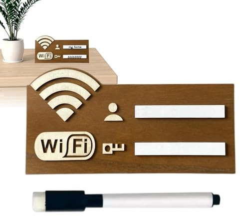 Señal WiFi, tablero de madera con Wi-Fi para invitados con rotulador, tablero de red inalámbrico reutilizable borrable, decoración de pared adhesiva para negocios, supermercado, hogar, hotel, tablero