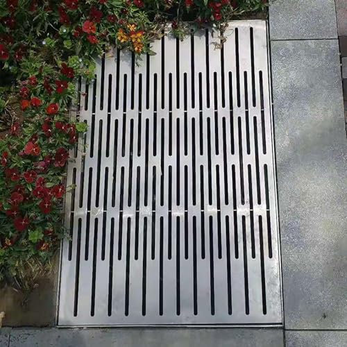Drainage Grating Drain Covers for Concrete Kerbs Garage and Patio Drains with Removable Mesh Leaf Separation 100x50cm (39 3/8 x 19 3/4)