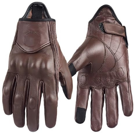 CaFfen Guantes Moto Guantes de Motocicleta for Mujer, de Verano, Transpirables, Estilo Retro, de Dedo Completo, for Ciclismo, Color Negro, marrón y Rosa, Tallas XS a XXL Guantes para Moto(Brown,M)