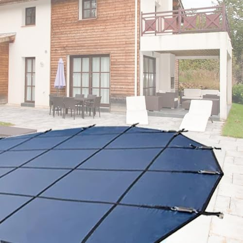 LZMZMQ Pool Sicherheitsabdeckung Schwimmbadnetzabdeckungen Für Blätter, Runde Oberirdische Poolabdeckungen/Abdeckung Für Piscina, Poolschutzdecken Halten Schmutz Fern, Kälte(Blue,21ft/6.4m)