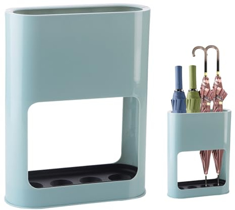 Dwitkul Eleganter Regenschirmständer,Umbrella Stand 4 Slots,kleiner Regenschirmhalter,Umbrella Holder with Removable Drip Tray,schirmständer regenschirm für Haus,Büro,lange,kurze Regenschirme（Blau）