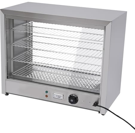 Speisenwärmer Heiße Theke Warmhaltevitrine 800W 4-Stufiger Entnehmbare WäRmetheke 30-85°C HeißTheke Aufsatzvitrine mit digitaler Anzeige Warmhaltetheke für Hamburger, Pizza, Brot