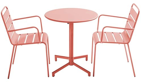 Oviala Gartentisch und 2 Sessel aus Metall, Ton – Palavas