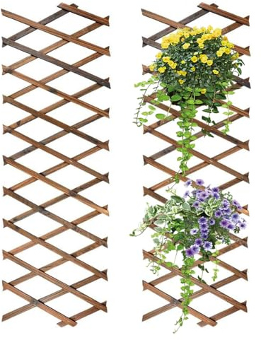 RNPKZ Lot de 2 treillis à plantes extensibles en bois extensible pour chambre, jardin, terrasse, intérieur et extérieur (180 x 30 cm)
