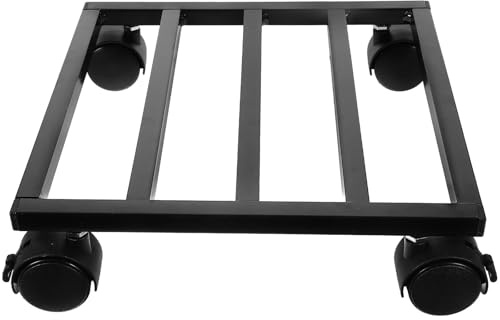 BESTOMZ Support à roulettes pour Plantes, Base Carrée 25cm en Fer Noir | Support à Plantes D'extérieur à Roulettes, pour Grands Vases Lourds, Déplacement Facile au Jardin