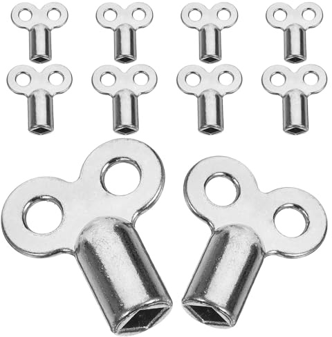 FOYTOKI 10pcs Alloy Radiator Valve Keys Metal Water Keys Square Extended Shape Sturdy Design Fit Square Hole Valves for Radiator Air Removal and Plumbing Bleeding
