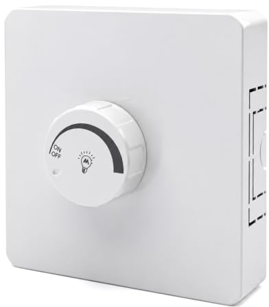 Regulador de Luz LED 87x87 mm, Dimmer LED con Interruptor Regulador Giratorio, Controlador Luz Regulable para Lámparas LED Regulables, Ajuste Continuo de Intensidad