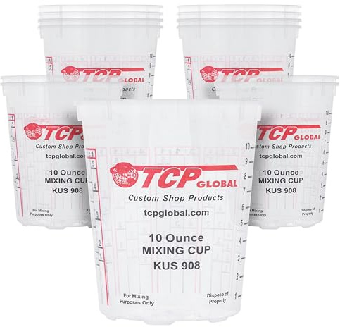 Custom Shop Paint Mixing Cups Plastic Measuring Cup Epoxy Resin, Disposable or Reusable, 8-Ounce (Half Pint) - Pack of 12 - Graduated, Mixing Ratios, Automotive Painting Acrylic Art Crafts Kitchen