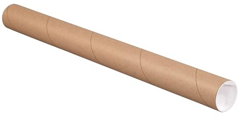 AVIDITI Cardboard Tubes with Caps, 60L x 2W x 2H, Pack of 50 | Poster Tube for Mailing and Storage of Blueprints, Artwork, Crafts, Long Art Holder, 60 inches