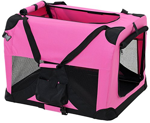 pro.tec Faltbare Hundetransportbox Gr. S 34,5 x 34,5 x 49,5cm Transportbox Katzenbox Hundebox Pink Pflegeleicht