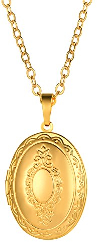 U7 Oval Medaillons für Damen Vintage Medaillon zum Öffnen für Bilder Foto Halskette 18k vergoldet Personalisiert Anhänger Amulett Souvenir Erinnerung Kettenanhänger Charm Schmuck für Valentinstag
