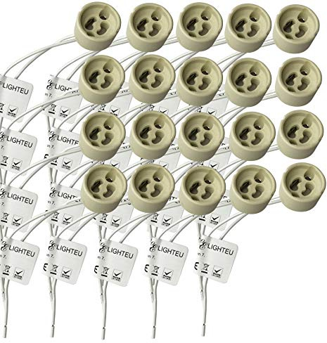 lighteu®, 20x GU10 Fassung Sockel Keramik mit Qualitäts 0,75mm² Silikonkabel für LED und Halogen