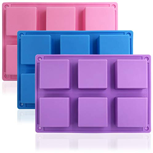 3 confezioni di 6 stampi in silicone per torte (viola, blu, rosa), SourceTon stampo per torte, biscotti, cioccolato, cubetti di ghiaccio, sapone