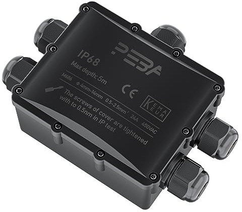 PEBA Abzweigdose IP68 Verteilerdose Wasserdichte Kabelverbinder Klemmdose für Aussen 5-Wege für 4mm-14mm Kabeldurchmesser steckdosen schwarz