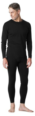 LAPASA Herren 100% Merinowolle Thermounterwäsche Set, Premium Merino Wolle Unterhemd & Unterhosen, warme Thermo Funktionsunterwäsche (M31, Warm, Size M, schwarz)