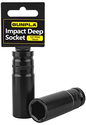 Gunpla 1/2 inch Deep Metric Impact Socket CR-V 19mm Heavy Duty High Torque Chrome Vanadium Steel Drive