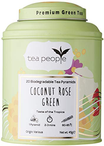 Tea People Coconut Rose Green, 20 Tea Pyramid Caddy
