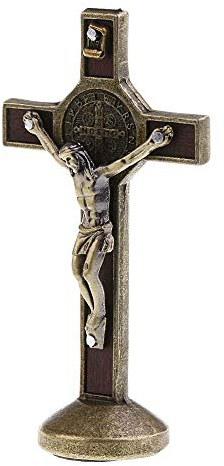 POFET Kruzifix Jesus Christus Kreuz Statue Figur für Auto Home Chapel Decor - Bronze