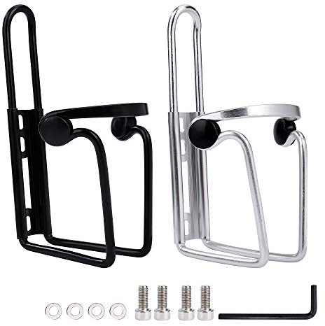 Flaschenhalter Fahrrad Ultraleichter Robuster Aluminium Halter Mit Schrauben für Fahrräder Mountainbikes Rollstuhl Schwarz Silber 2 Pack