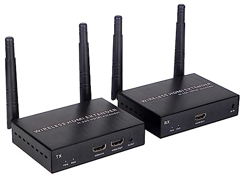 EXVIST 1080P Extender HDMI wireless con loop-out HDMI, fino a 656 piedi, supporto IR, adatto per la trasmissione di video da laptop, PC, YouTube, Xbox One, PS4 a HDTV o proiettore ecc.