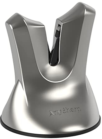 AnySharp Aiguiseur de Couteaux XBlade Professionnel, Ventouse PowerGrip, Outils d'Aiguisement Auto-ajustables, Sans Électricité, Prolonge la Vie des Couteaux, Métal Brossé