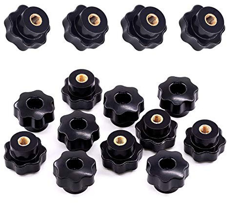 Swpeet 15 pz M6 7 Star Foro passante manopola filettatura femmina dado serraggio manopola assortimento kit di manopole a forma di stella in plastica nera vite maniglia di bloccaggio per attrezzature
