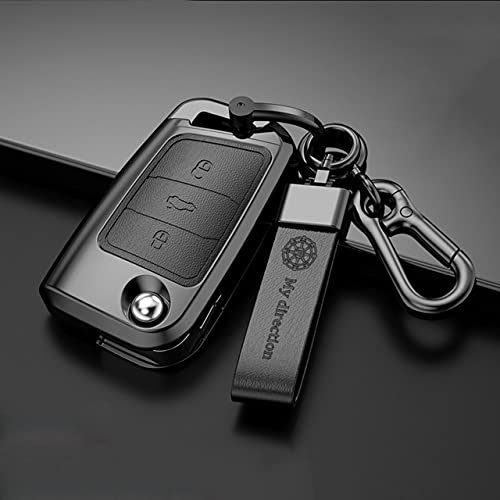 YJADHU Zinklegierung Herren Damen Autoschlüssel Hülle, passend für VW Volkswagen Polo Golf 4 MK7 Golf 7 T5 Skoda Octavia A5 A7 Leon Ibiza Ateca Kodiaq,6