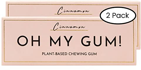 OH MY GUM! Cinnamon Natural Chewing Gum Pack of 2 (10 Pieces/Pack) | 100% Plant Based Aspartame Free Chewing Gum | Award Winning Sugar Free Chewing Gum & Good for Teeth |