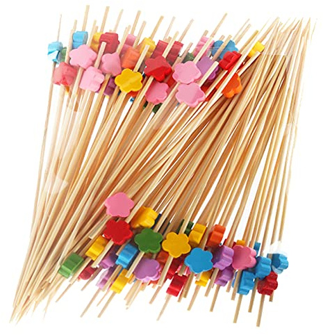 100 Piezas Palillos Cóctel Decoración, Palillos Cóctel Fiesta, Palillos Cóctel Bambú, para Cócteles, Frutas, Aperitivos, Familia, Fiesta Cumpleaños (12cm, Multicolor)