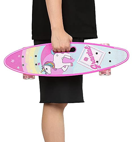 Monopatín para Niño, Niña y Adulto - Mini Completo 59 x 15 x 11 cm con Ruedas de Poliuretano, Rodamientos ABEC-7 y Monopatín Longboards