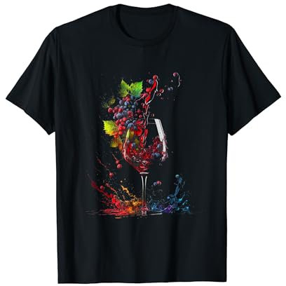 Wein Splash Art Weinglas Weintrauben Weinbauer Winzer T-Shirt