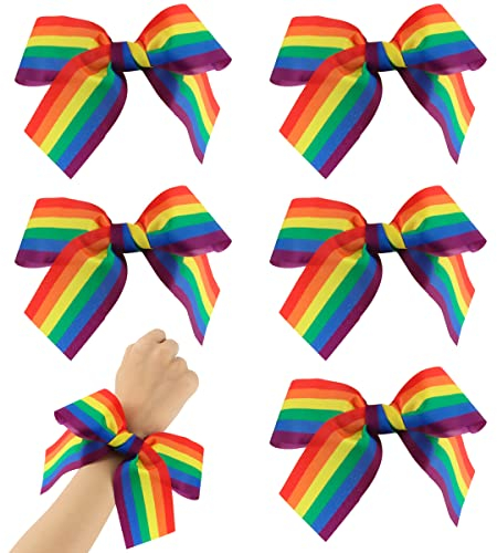 Hillylolly Regenbogen Band, 5 Stücke Seidenband Regenbogen, Lgbtq Bänder, Gay Pride Armband, Bänder Bunt, Dekoband Regenbogen, Pride Zubehör, Regenbogen Dekoration, 90 x 5 CM