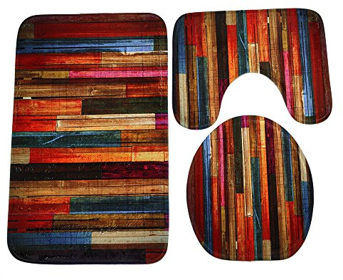 ZhuiKun Badgarnitur Badematten Set 3 teilig Badvorleger Badteppich WC Vorleger Badematte Duschvorleger - Stil 5