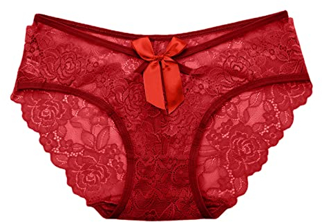 QWUVEDS Damen-Spitze, sexy, atmungsaktive Spitze, und das Gesäß anheben, reines kurzes Höschen Nahtlose Unterwäsche Damen Rot Damen Sexy Slip Damen Spitze Slip Damen Nahtlos Hipster Spitze Baumwolle