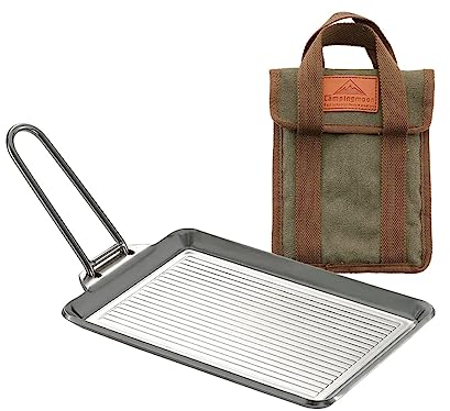 Campingmoon Grill Grillplatte für Camping Grillen 304 Edelstahl BBQ Grillkorb BBQ Grillrost Extra Dick mit Abnehmbarem Griff