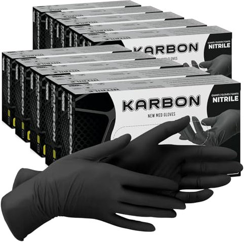 1000 Guanti Neri Nitrile Monouso Non Sterili Senza Lattice e Senza Talco per Pelli Sensibili Colore Nero Taglia M