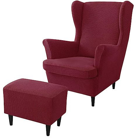rackbone Ohrensesselbezüge, Ohrensessel-Bezug und Ottoman-Hocker-Bezug Sofabezug mit elastischem Band waschbarer Sessel-Schutzbezug für Wohnzimmer,10