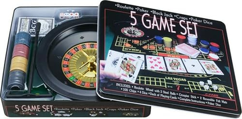 Pegasi 5-in-1 Pokerset 400 Chips - Schwarz - Spielbox mit Kartenspiel