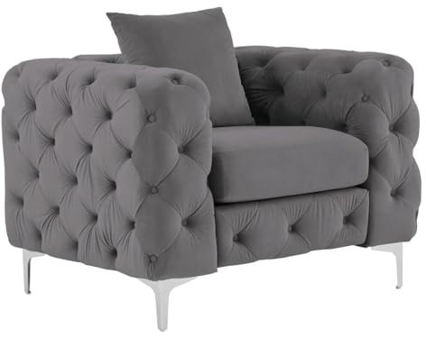 Vente-unique-Chesterfield-Sessel - Anthrazit - Samt - Edwina