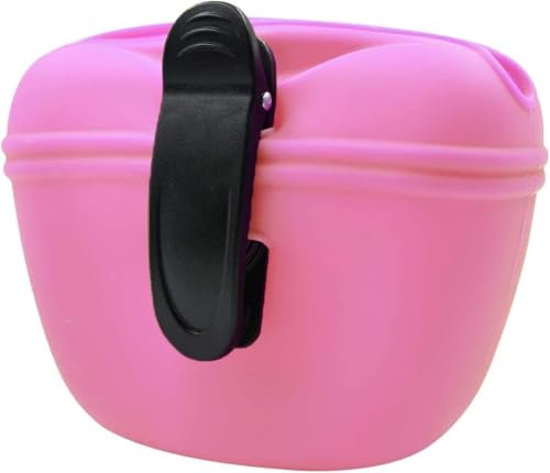 Dog Treat Pouches Pet Training Pouch Dog Training Bag with Magnetic Closure Portable & Food Grade, Pouch For Wet and Dry Food (Pink)