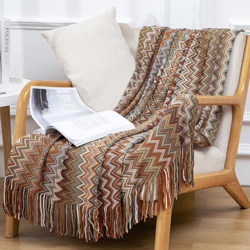 130cm x 180cm Tagesdecke mit Fransen,Bettüberwurf Tagesdecke Sofadecke mit Muster, Boho Decke Couchdecke Sesseldecke Wendedecke überwurf,für Zuhause Büro Reisen Zelten Picknick,Gelb A