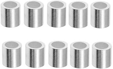 Lot de 10 manchons d'arrêt ronds pour câble métallique de diamètre en aluminium (M8, 8 mm)