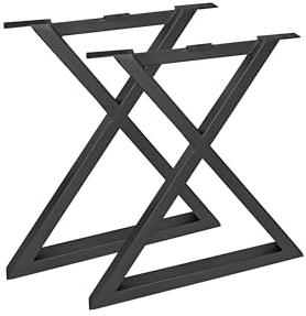 Bett11 SAM B-Ware Tischgestell in geschlossener X-Form, 2er Set, Roheisen lackiert, schwarz, Kufengestell für Holztische, 62 x 8 x 74 cm, Gestell für DIY-Projekte