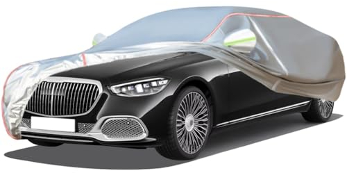 WOLWES Autoabdeckung Geeignet Für Mercedes-Benz Maybach S-Klasse Limousine 2016-2023,Schneesicher,Wasserdichte,Wind-,Regen- Und UV-beständige Autoabdeckung Aus Oxford-Gewebe,Mit Seitentür-Reißverschlu