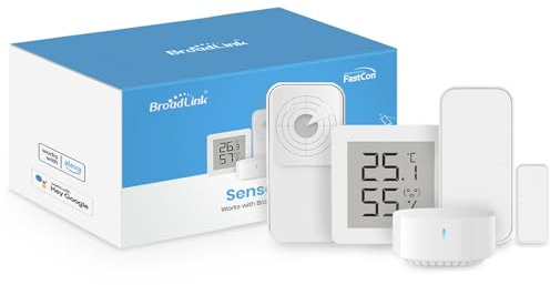 BroadLink FastCon Smart Home Sensor Kit, Radar Motion Sensor, Smart Window Door Sensor, Temperature and Humidity Sensor, and Mini Hub for Smart Home Automation, Compatible with Alexa
