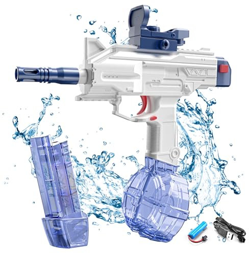 ACAREY Wasserpistole Elektrisch, Wasserpistole Spielzeug Für Kinder Erwachsene, Wasserspritzpistole Groß Kapazität 8-10M Langer Reichweiter Für Badestrand Party Sommer Pool Wasserspielzeug (Blau)