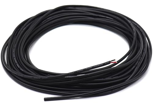 GOIYZTTR 10M 24AWG Cable Eléctrico Negro, Cable Redondo de 2 Núcleos Cables Flexibles de PVC, Diámetro 3MM Adecuado para Conectar Dispositivos de Baja Potencia