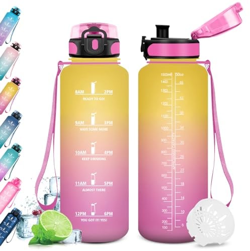 KollyKolla Trinkflasche 1.5L, Große Trinkflasche Sport, Wasserflasche Auslaufsicher, Trinkflasche Kohlensäure Geeignet, Fitness Trinkflasche, BPA-Frei, Sportflasche für Erwachsener, Büro, Gym, Fitness