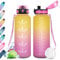KollyKolla Gourde 1.5L, Sport Gourde, Gourde Gym, Étanche & Réutilisable, Bouteille d'eau avec Marqueur de Temps, sans BPA, Gourde Graduée pour 1 Journee, Adulte, l'école, Voyage, Camping, Randonnée